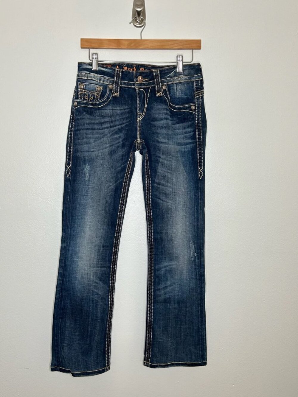 Vintage Y2k Rock Revival Christina Embellished Bootcut Denim Jeans - Sz 26